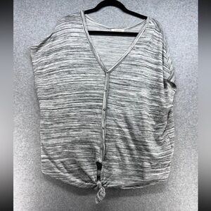 Cherish Gray Striped Button-Down Women's Top